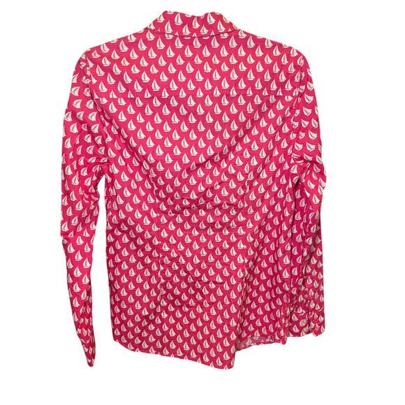 Vineyard‎ Vines Women 6 Button Up Shirt Long Sleeve Sailboat Pink White Preppy - Picture 5 of 11